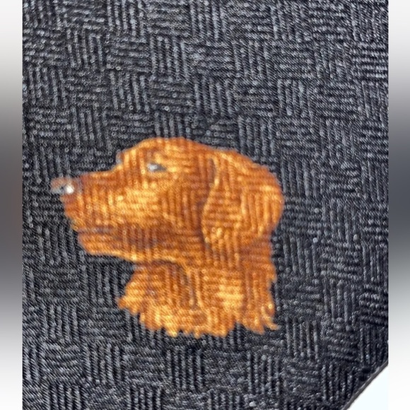 Vintage DUCK Lab retriever DOG HUNTING neck tie NEW Black SILK USA made DAD OS - Picture 10 of 12